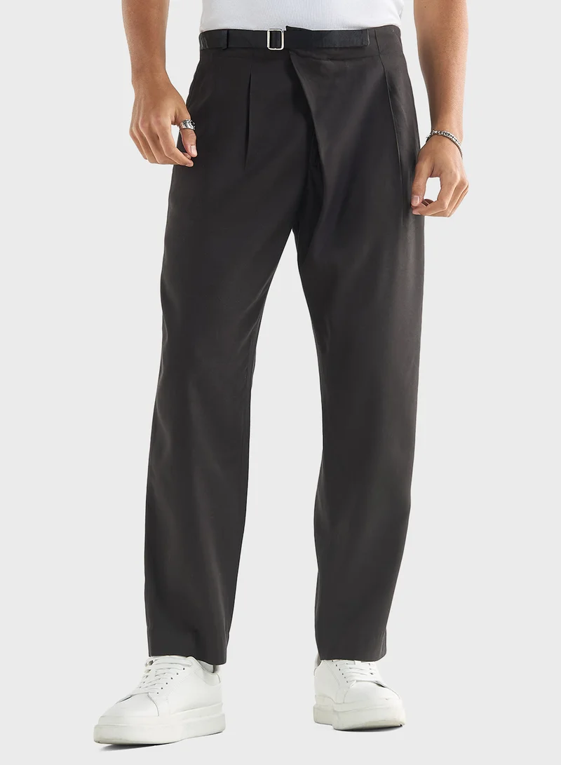 FAV Solid Relaxed Fit Trousers with Flexi Waist and Po