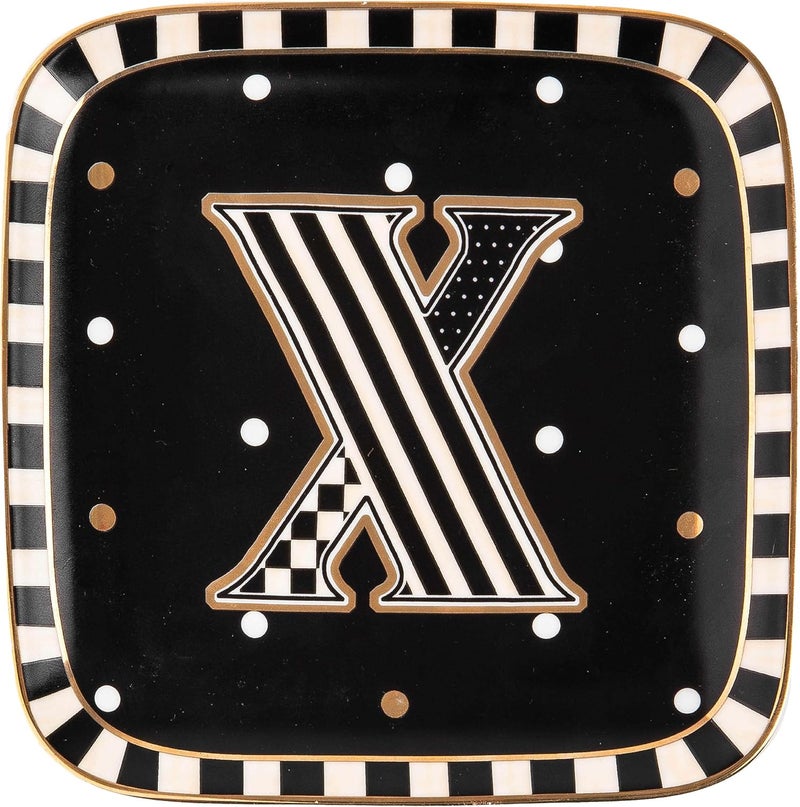 mackenzie childs MACKENZIECHILDS Monogram Dish Decorative Ceramic Letter Plate 5 34 Square X - Image 1