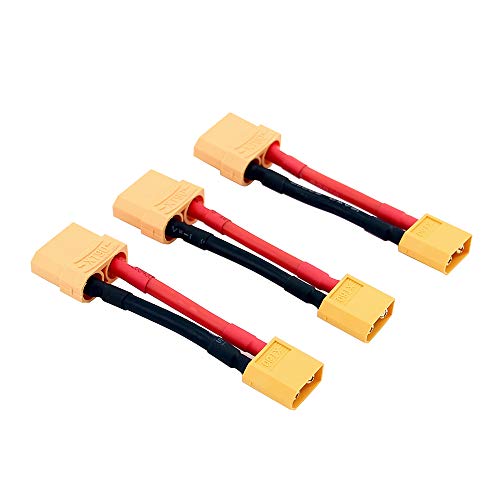 OliYin 3pcs Male XT60 to Female XT90 Connector Converter Adapter with 12awg 196inch WirePack of 3 - Image 1