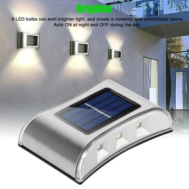 XERGY LED Solar Powered Wall Fence Light Waterproof Night Spotlight for Garden Wall Balcony Decoration, Bright Wireless Outdoor Solar Light for Home (Warm White) (Pack of 4) - Image 3