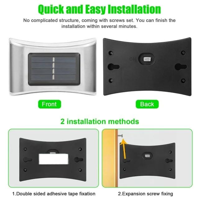 XERGY LED Solar Powered Wall Fence Light Waterproof Night Spotlight for Garden Wall Balcony Decoration, Bright Wireless Outdoor Solar Light for Home (Warm White) (Pack of 4) - Image 4