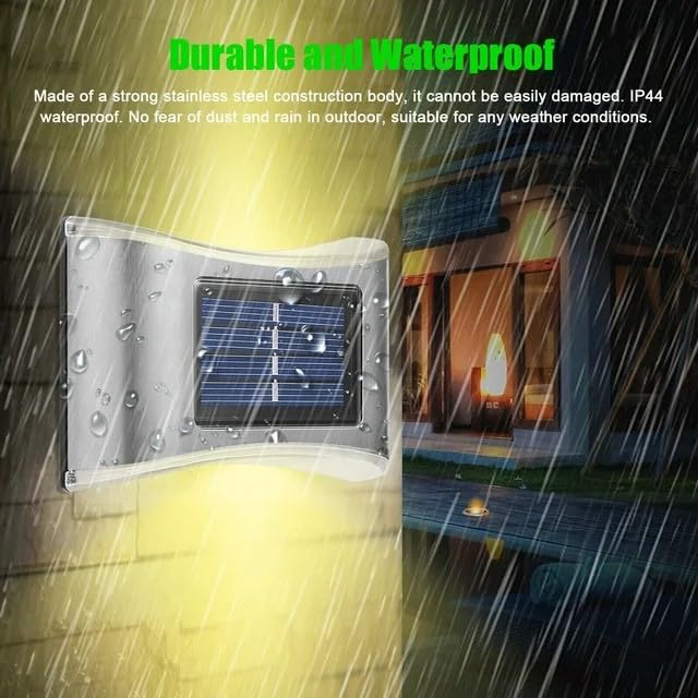 XERGY LED Solar Powered Wall Fence Light Waterproof Night Spotlight for Garden Wall Balcony Decoration, Bright Wireless Outdoor Solar Light for Home (Warm White) (Pack of 4) - Image 5