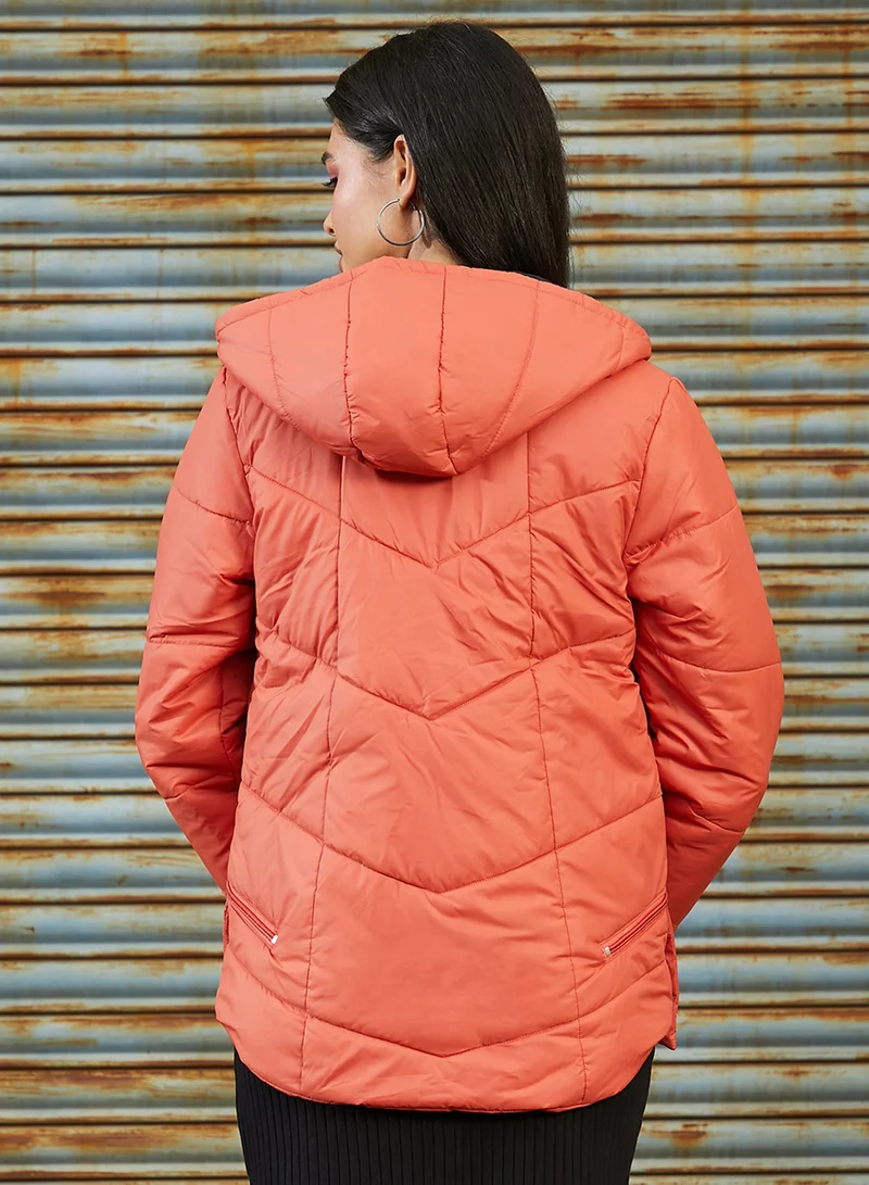 كامبوس سوترا Women's Pumpkin Orange Boxy Quilted Puffer Jacket