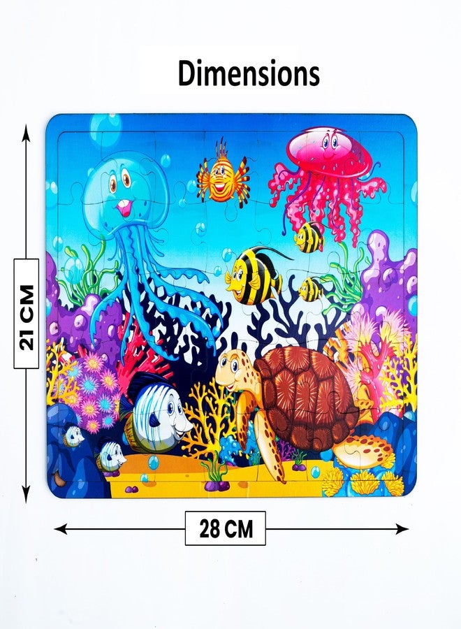 CRAFTICK Aquatic Animal Wooden Jigsaw Puzzle for 3+ Kids, 35 Pieces, Underwater Aquarium Animals Wooden Toys, Educational Floor Puzzle Game, Memory Skill & Problem Solving Games - Image 3