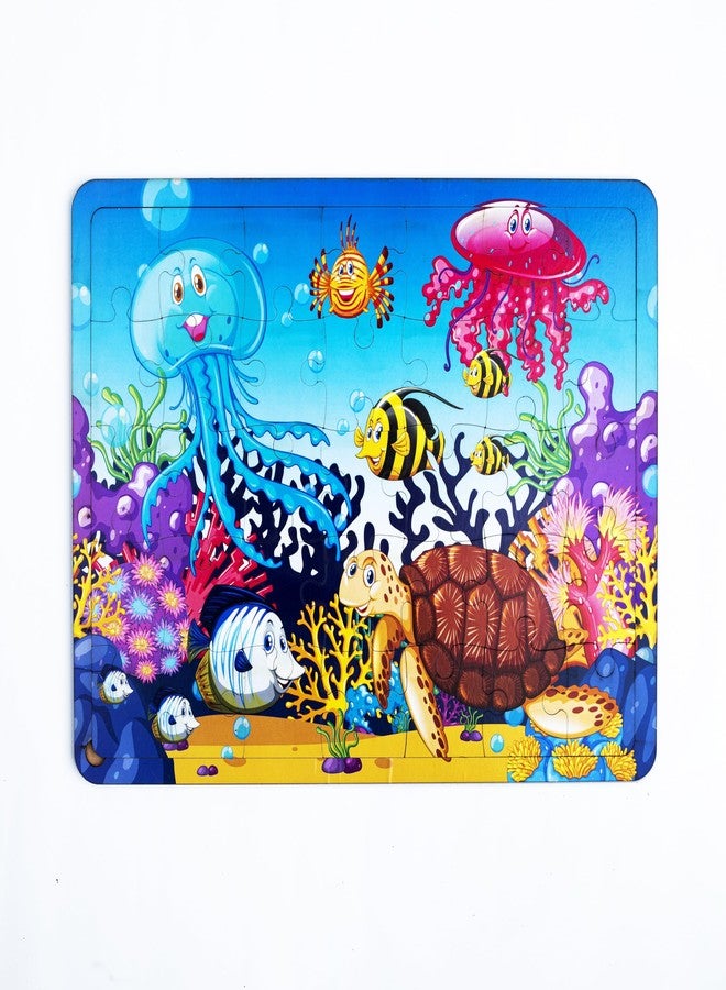 CRAFTICK Aquatic Animal Wooden Jigsaw Puzzle for 3+ Kids, 35 Pieces, Underwater Aquarium Animals Wooden Toys, Educational Floor Puzzle Game, Memory Skill & Problem Solving Games - Image 1