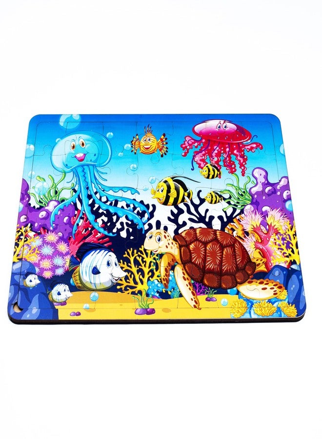 CRAFTICK Aquatic Animal Wooden Jigsaw Puzzle for 3+ Kids, 35 Pieces, Underwater Aquarium Animals Wooden Toys, Educational Floor Puzzle Game, Memory Skill & Problem Solving Games - Image 4