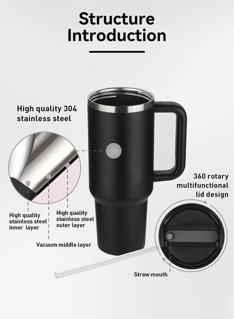 LEOKOR 40oz Travel Vacuum Insulated Water Bottles with Lid and Straw,Leak Proof Mug Cup with Handle for Water, Iced Tea or Coffee, Smoothie and More - Image 5