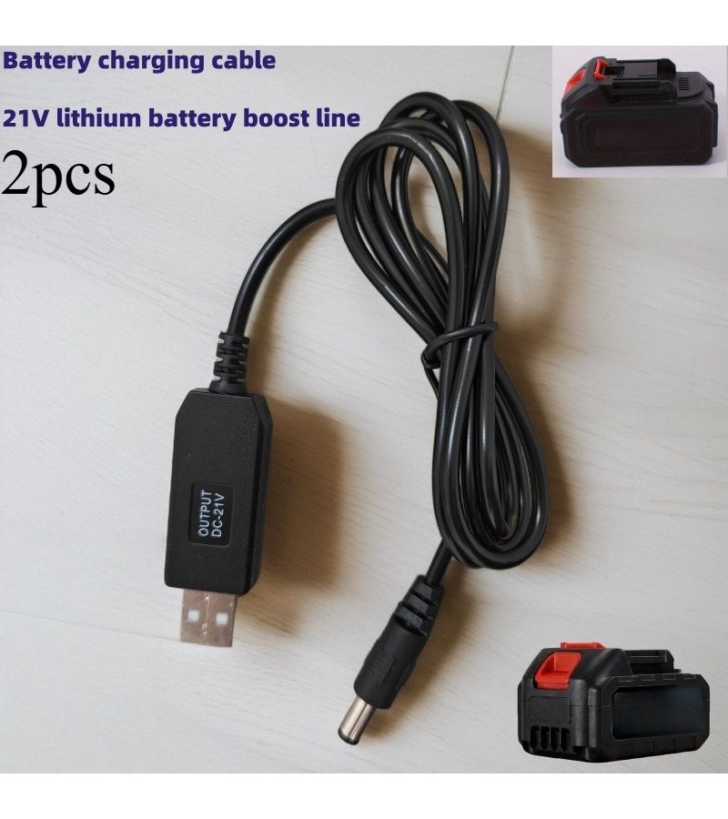 2Pcs USB 5V to 21V Charging Cable 19.69inch For Lithium Battery Tools - Image 1