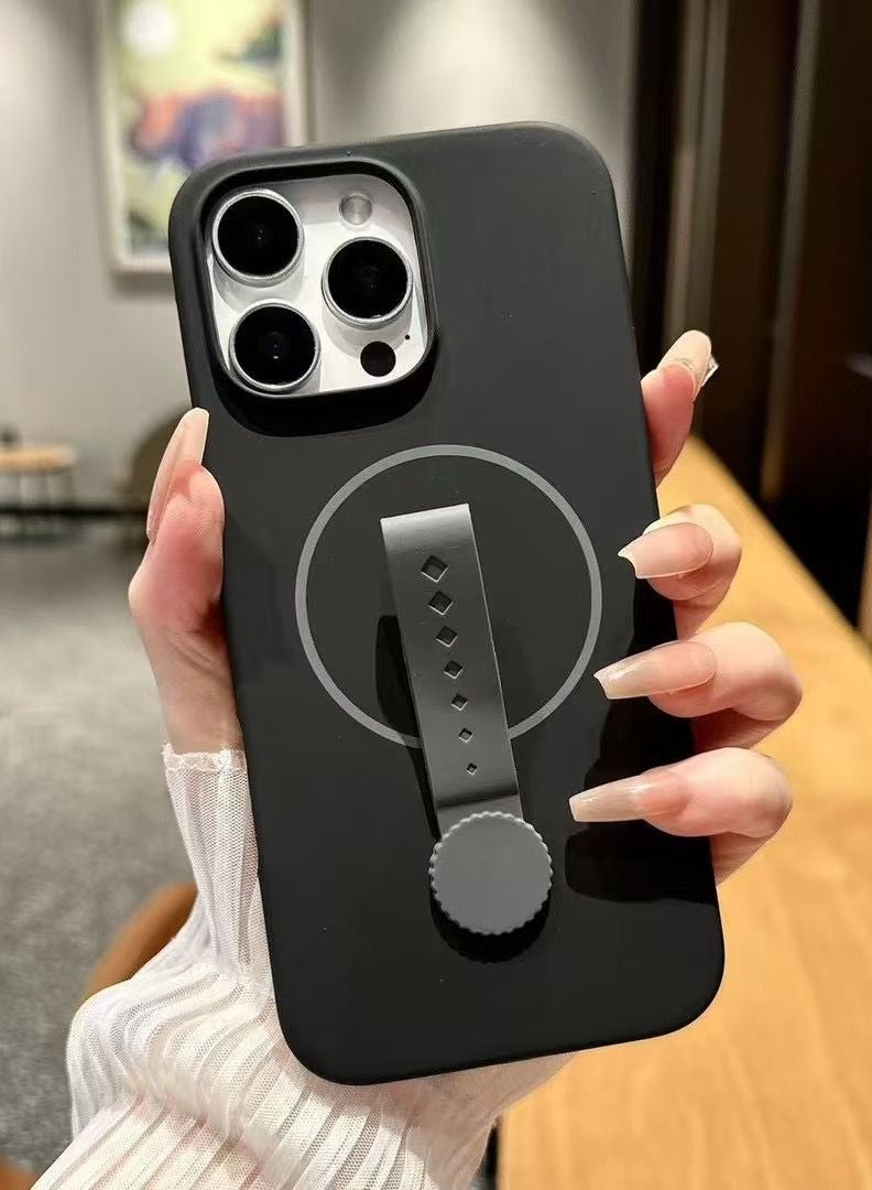 Silicone phone case for iPhone 15pro with 360 degree rotating band magnetic phone cover for iPhone - Image 1