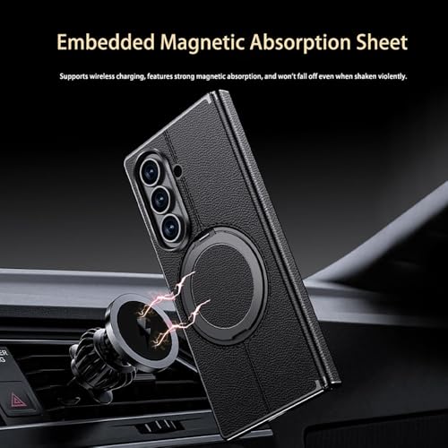 Tech Trendz TechTrendz Magnetic Ring Stand Case for Samsung Galaxy Z Fold 7 (2025) | Compatible with Magsafe | Hinge Protection | Shockproof & Slim Back Cover for Z Fold 7 5G (Black) - Image 5