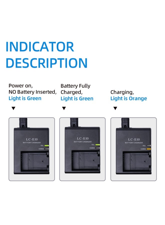 SIGood LC-E10/LP-E10 Battery Charger LC-E10C LC-E10 LC-E10E Charger Compatible with Canon EOS Rebel T7,T6,T5,T3,T100,EOS 4000D,3000D,2000D,1500D, 1300D,1200D,1100D,Kiss X50,X70,X80,X90 - Image 5