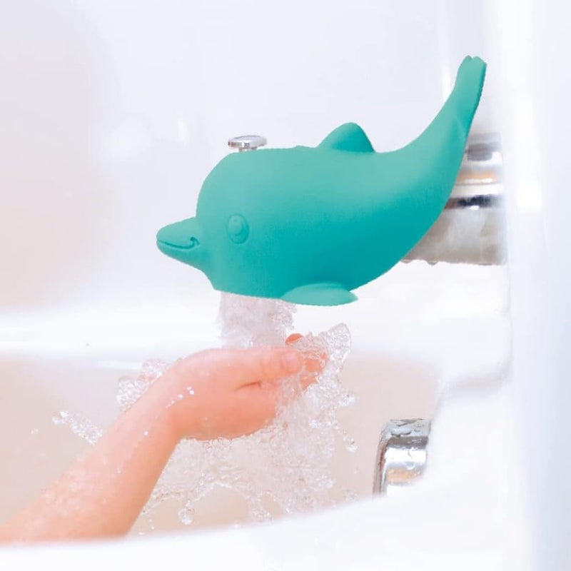 نوبي Bathtub Safety Spout Guard - Compatible with Most Standard Faucets - Bath Toys - Dolphin - Image 1