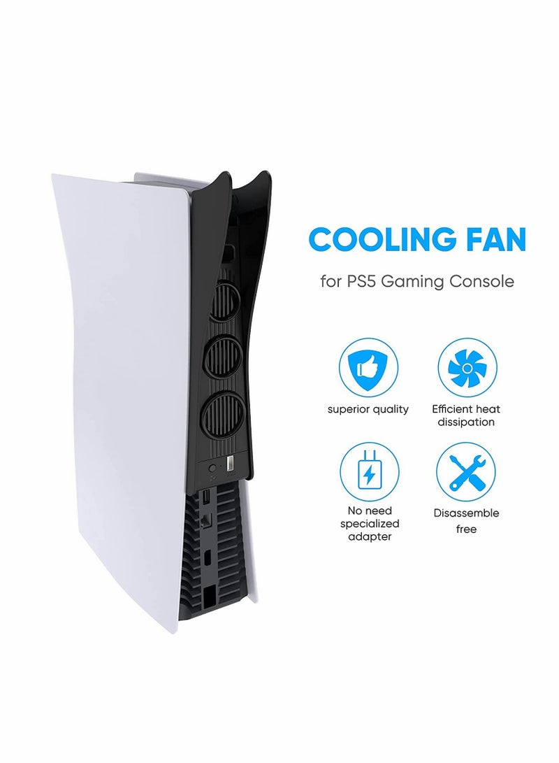 PS5 Cooling Fan with 3 Quiet Fans & Extra USB Port - 2-in-1 Set with Headset Holder for PlayStation 5 - Image 4