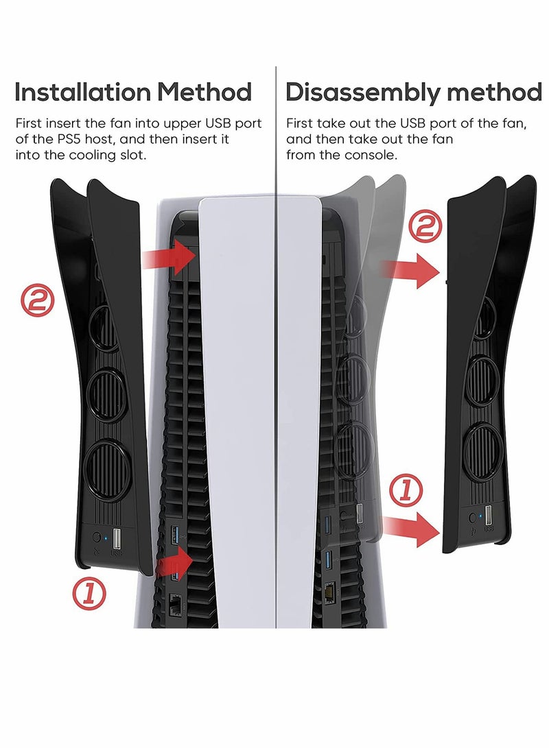PS5 Cooling Fan with 3 Quiet Fans & Extra USB Port - 2-in-1 Set with Headset Holder for PlayStation 5 - Image 5