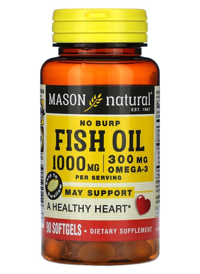 Mason Natural No Burp Fish Oil 1000 mg 90 Softgels (500 mg per Softgel  ) 
