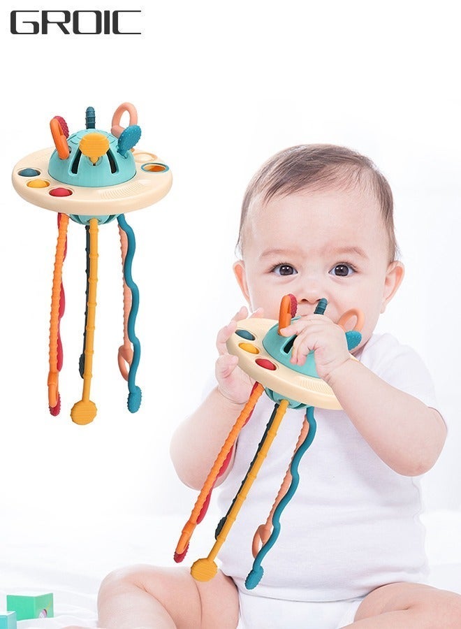 GROIC Baby Sensory Montessori Silicone Toy, Travel Pull String Developing Fine Motor Skill, Multi-Sensory Early Educational Toys Gift for Toddlers - Image 1