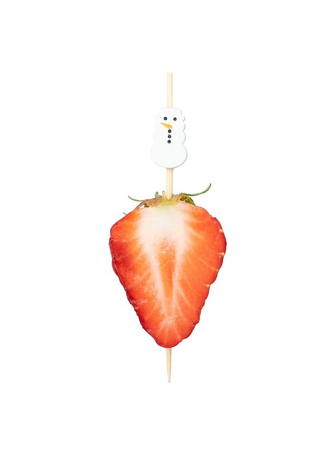 Restaurantware 3.5 Inch Christmas Skewers, 1000 Disposable Christmas Appetizer Picks - Snowman Design, Sturdy, White Bamboo Holiday Toothpicks, For Appetizers Or Garnishes  - Image 2