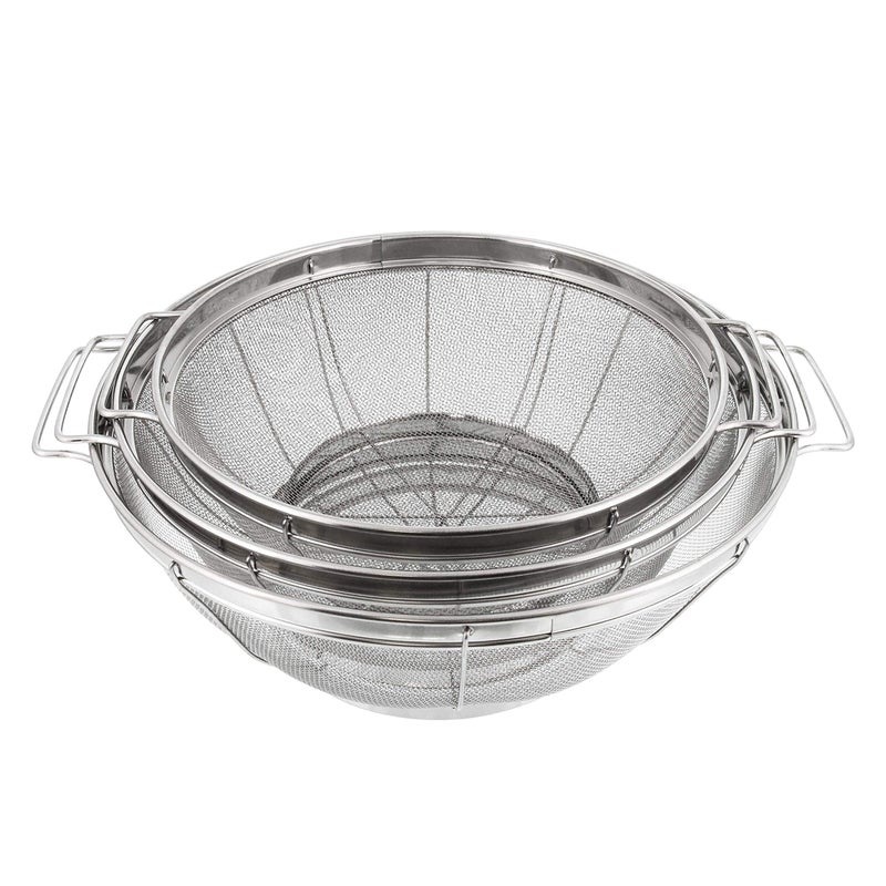 U.S. Kitchen Supply مجموعة مصفاة المطبخ الأمريكية - 3 قطع - مصفاة شبكية من الفولاذ المقاوم للصدأ مع مقابض وقاعدة للراحة - 11" 5 لتر، 9.5" 4 لتر و8.5" 3 لتر - تصفية، تصريف، شطف، بخار أو طهي - Image 5
