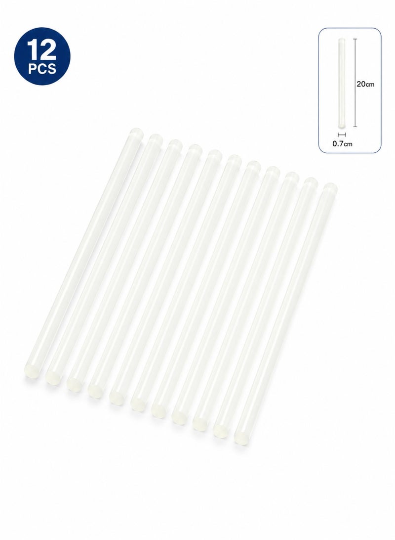 7 mm x 200 mm Hot Melt Glue Sticks Clear Adhesive Refills 12 Pieces Compatible with Mini Glue Guns for DIY Crafts Home Repairs and School Projects