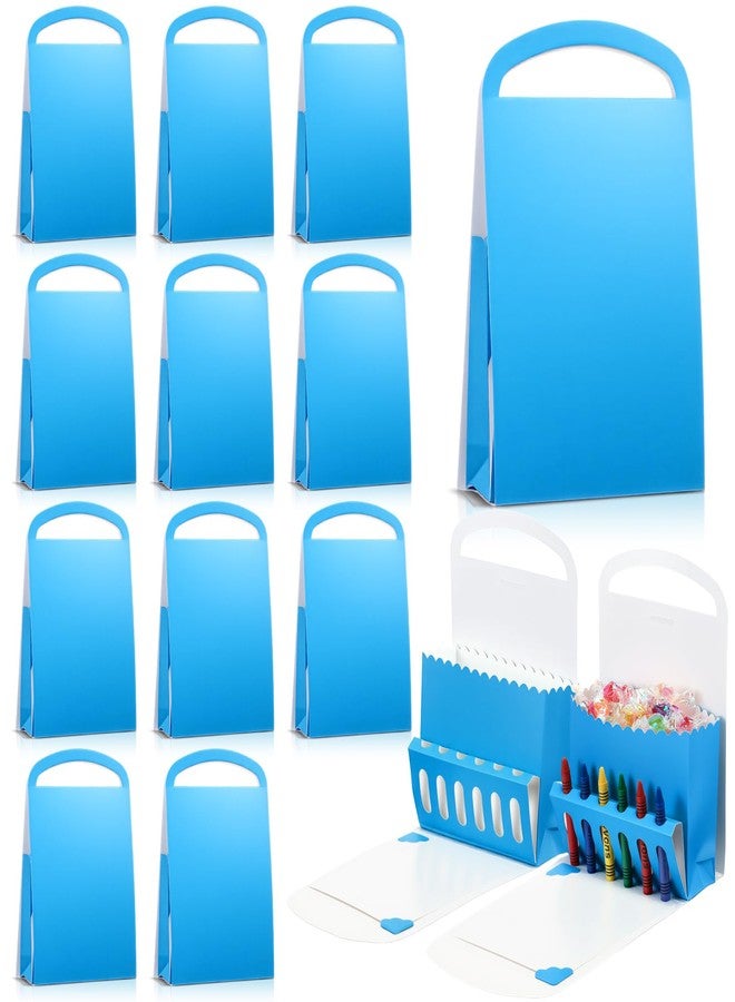 Marspark 12 Pack Crayon Gift Bags with Crayon Holder, DIY Paper Gift Boxes Art Crafts for Birthday Party Decorations Baby Shower Decor Supplies(Blue - Image 1