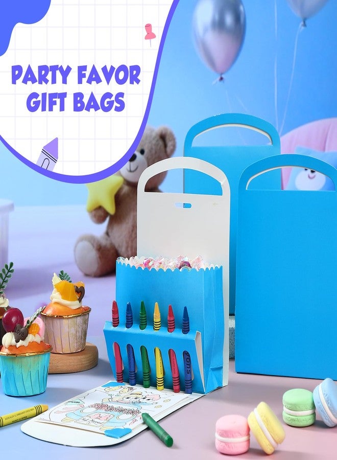 Marspark 12 Pack Crayon Gift Bags with Crayon Holder, DIY Paper Gift Boxes Art Crafts for Birthday Party Decorations Baby Shower Decor Supplies(Blue - Image 3