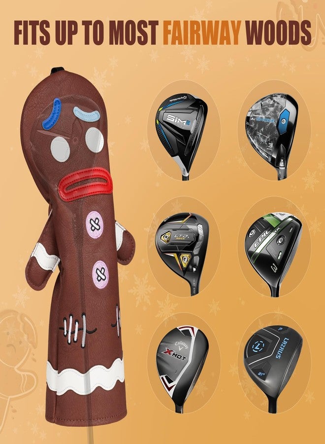 LZFAN Funny Golf Club Head Cover Driver Headcover Fairway Wood Headcover Hybrid Club Head Cover Dark Brown Monster Cookie (Fairway) - Image 2