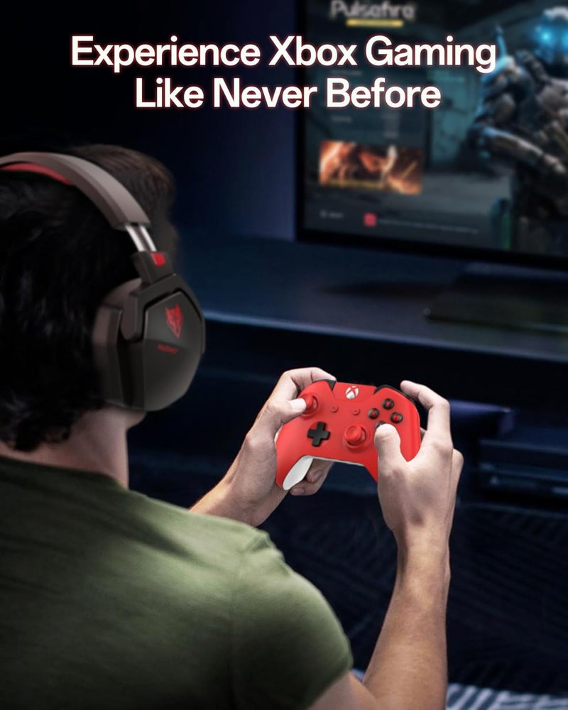 نوبو سماعات N16 للألعاب لأجهزة إكس بوكس، Ps5، Ps4، بلاي ستيشن، الكمبيوتر، سويتش، ماك - سماعات رأس فوق الأذن مع ميكروفون، صوت ستيريو، سماعة رأس إكس بوكس سلكية مع مقبس صوت 3.5 ملم (أسود أحمر) - Image 2