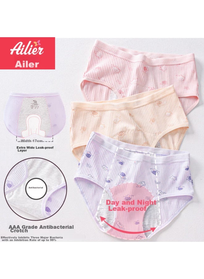 AURORA Ailer & Orla Teen Girl Menstrual Period Leak-proof Antibacterial Safety Pants Student Menstrual Pants Sanitary Pants 3-pack L  - Image 1