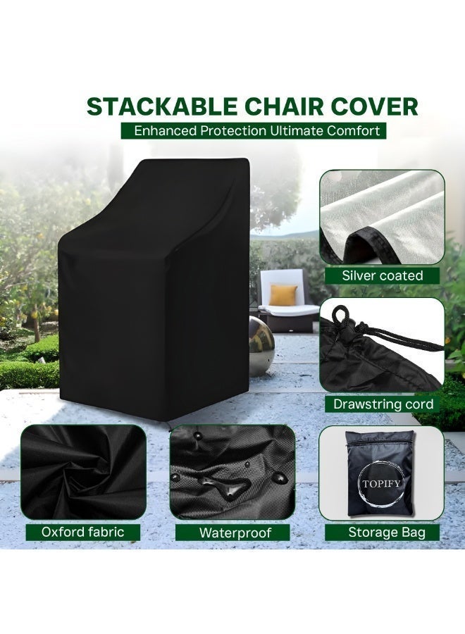 Topify Stacking Outdoor Chair Cover Waterproof, Outdoor Patio Furniture Covers Stacked Chairs 210D, Lounge Chair Covers Outdoor Stack Chairs for All Weather Protection - Image 2