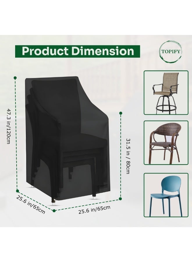 Topify Stacking Outdoor Chair Cover Waterproof, Outdoor Patio Furniture Covers Stacked Chairs 210D, Lounge Chair Covers Outdoor Stack Chairs for All Weather Protection - Image 3