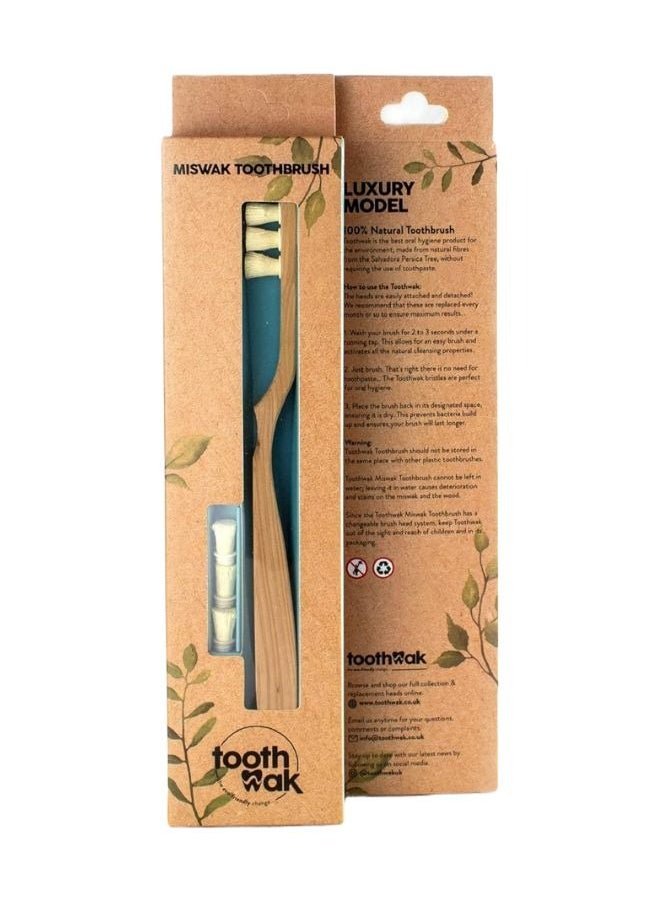 tooth wak - Toothwak Natural Eco-Friendly Toothbrush %100 Natural Teeth Whitening Kit with Extra Spare Miswak Brush Heads with Orange Tree Handle 100% Organic Toothbrush, Miswak, Sewak - Image 1