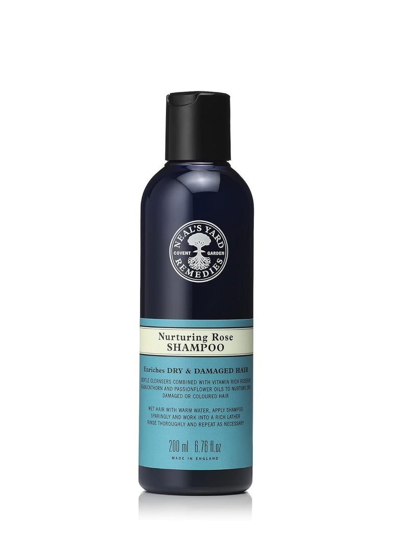 Neal's Yard Remedies Neal's Yard Rose Shampoo for Dry & Damaged Hair, Featuring Rosehip Oil, Replenishes Vibrancy & Shine, Vegan Approved, Cruelty-Free, 200mL  - Image 1