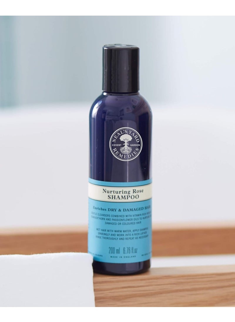 Neal's Yard Remedies Neal's Yard Rose Shampoo for Dry & Damaged Hair, Featuring Rosehip Oil, Replenishes Vibrancy & Shine, Vegan Approved, Cruelty-Free, 200mL  - Image 2