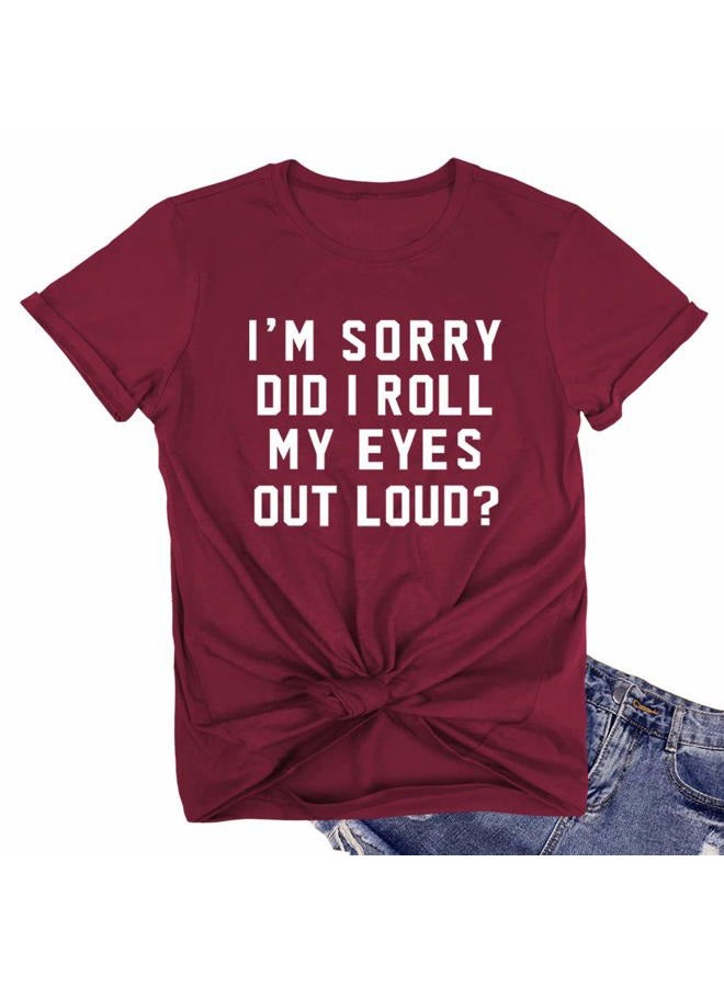 LOOKFACE Women Cotton Tees Cute Clothes Wine Red Small - Image 1