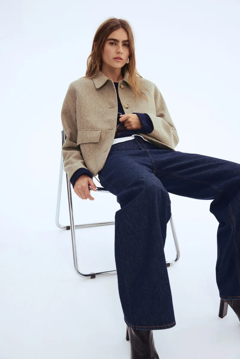 اتش اند ام جاكيت بياقة