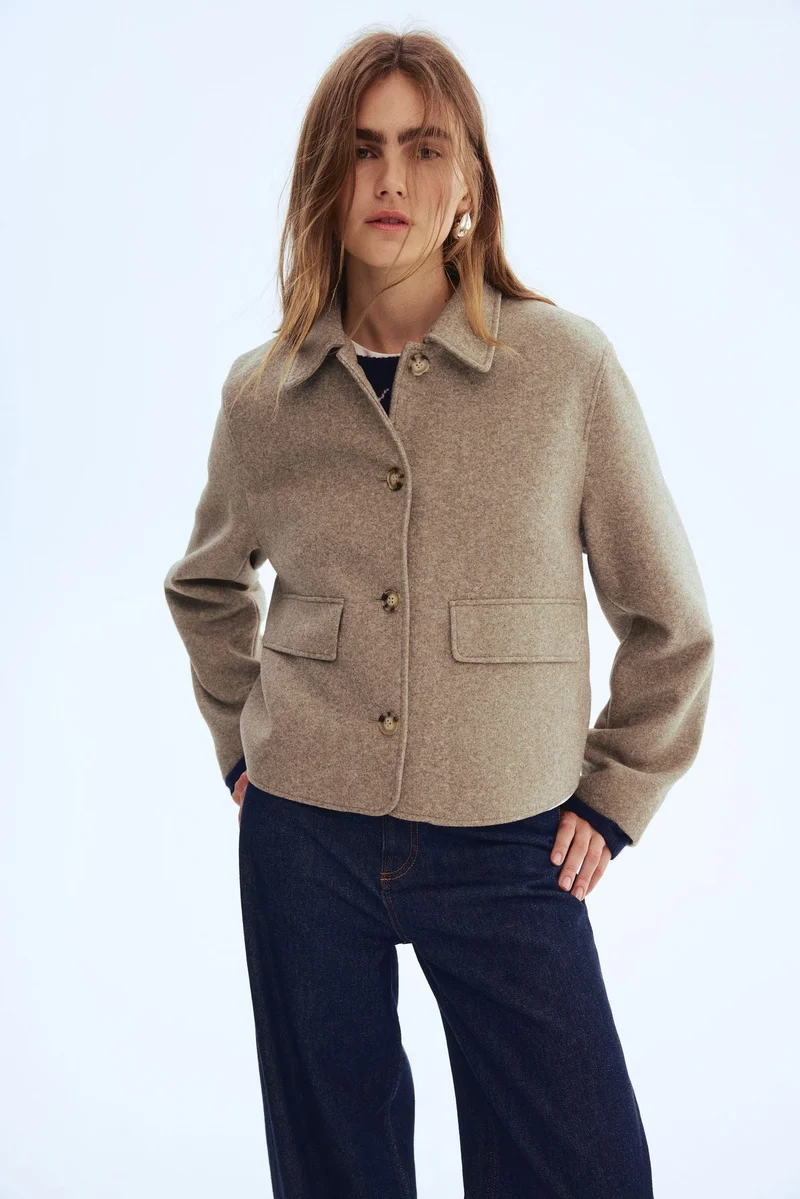 اتش اند ام جاكيت بياقة