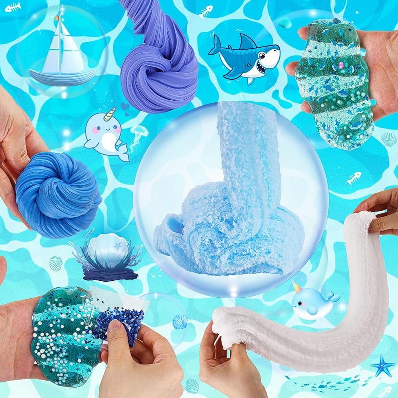 LAWOHO 6 Pack Slimes, Blue Slime Kit, Butter Cloud Slime for Boys Girls Ages 8-12,Toys for Girls and Boys, Slime Party Favors Goodie Bag Stuffers, 4 5 6 7 8 9 10 Year Old Girl Birthday Gift Cute Stuff - Image 4