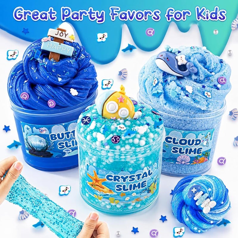 LAWOHO 6 Pack Slimes, Blue Slime Kit, Butter Cloud Slime for Boys Girls Ages 8-12,Toys for Girls and Boys, Slime Party Favors Goodie Bag Stuffers, 4 5 6 7 8 9 10 Year Old Girl Birthday Gift Cute Stuff - Image 5
