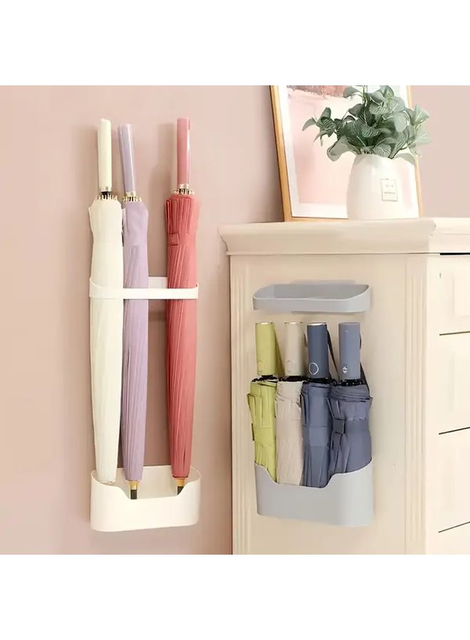 2pcs Wall Mounted Umbrella Holder No Drilling Required Space Saving Organizer for Long and Foldable Umbrellas Durable PP Plastic Multiple Compartments Modern Design for Home Office Entryway Storage Grey - Image 1