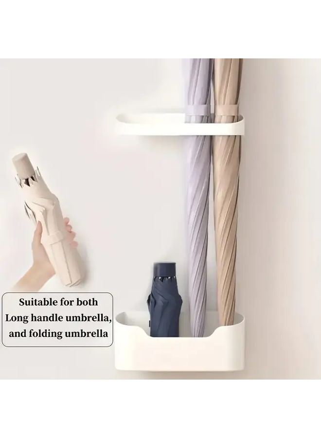 2pcs Wall Mounted Umbrella Holder No Drilling Required Space Saving Organizer for Long and Foldable Umbrellas Durable PP Plastic Multiple Compartments Modern Design for Home Office Entryway Storage Grey - Image 4
