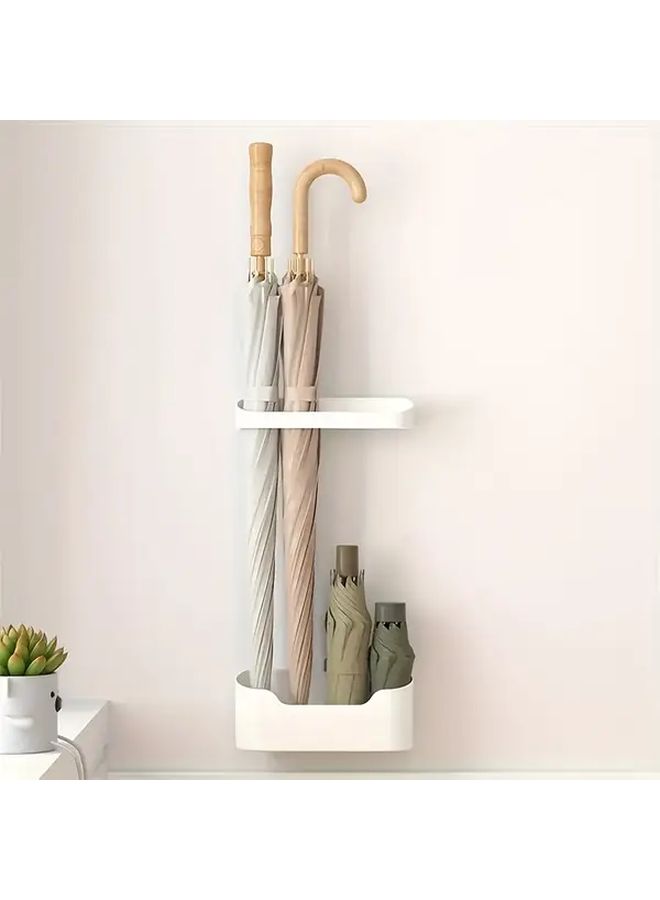 2pcs Wall Mounted Umbrella Holder No Drilling Required Space Saving Organizer for Long and Foldable Umbrellas Durable PP Plastic Multiple Compartments Modern Design for Home Office Entryway Storage Grey - Image 2