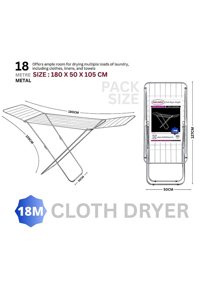 Feelings- Cloth Dryer Stand Metal 18 Mtr, Open Size: 50x180x105Cm - Image 3