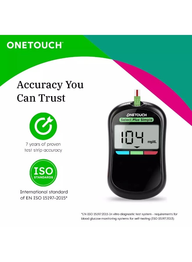 ONETOUCH Select Plus Simple Glucometer Machine | Simple & Accurate Testing Of Blood Sugar Levels At Home | Free 10 Test Strips + 10 Sterile Lancets + 1 Lancing Device - Image 4