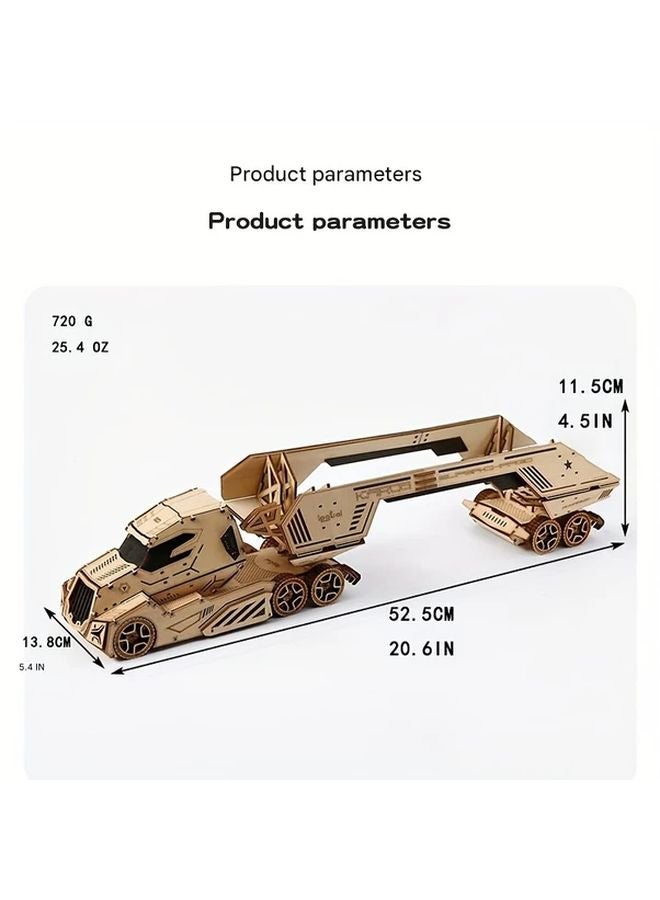 3D Wooden Puzzle Truck Creative DIY Toy With Wine Rack Educational Building Blocks - Image 3