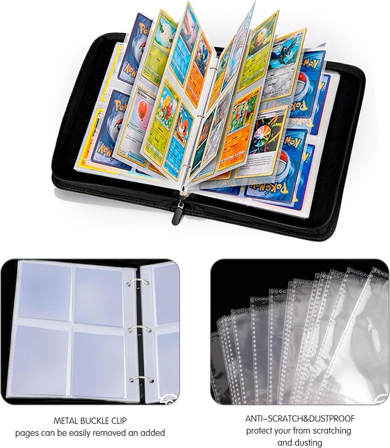 Extalas Card Binder for Trading Card Game, for Yu-Gi-Oh!,for Magic: The Gathering, and Sports Card Binder - 4-Pocket Sleeves for PTCG and MTG Binder, Holds 400+ Cards - Includes 100 Extra Card Sleeves (Red) - Image 4