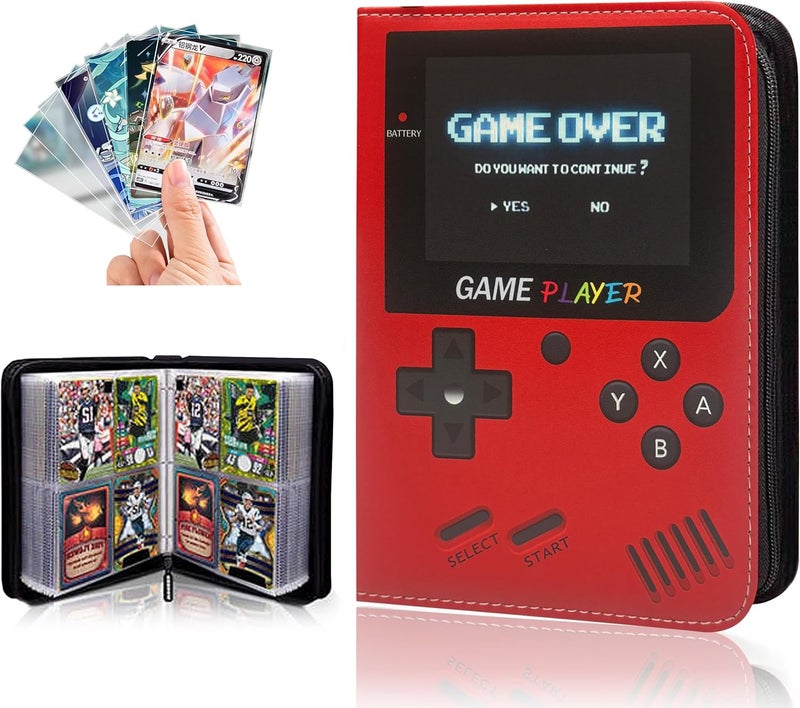 Extalas Card Binder for Trading Card Game, for Yu-Gi-Oh!,for Magic: The Gathering, and Sports Card Binder - 4-Pocket Sleeves for PTCG and MTG Binder, Holds 400+ Cards - Includes 100 Extra Card Sleeves (Red) - Image 1