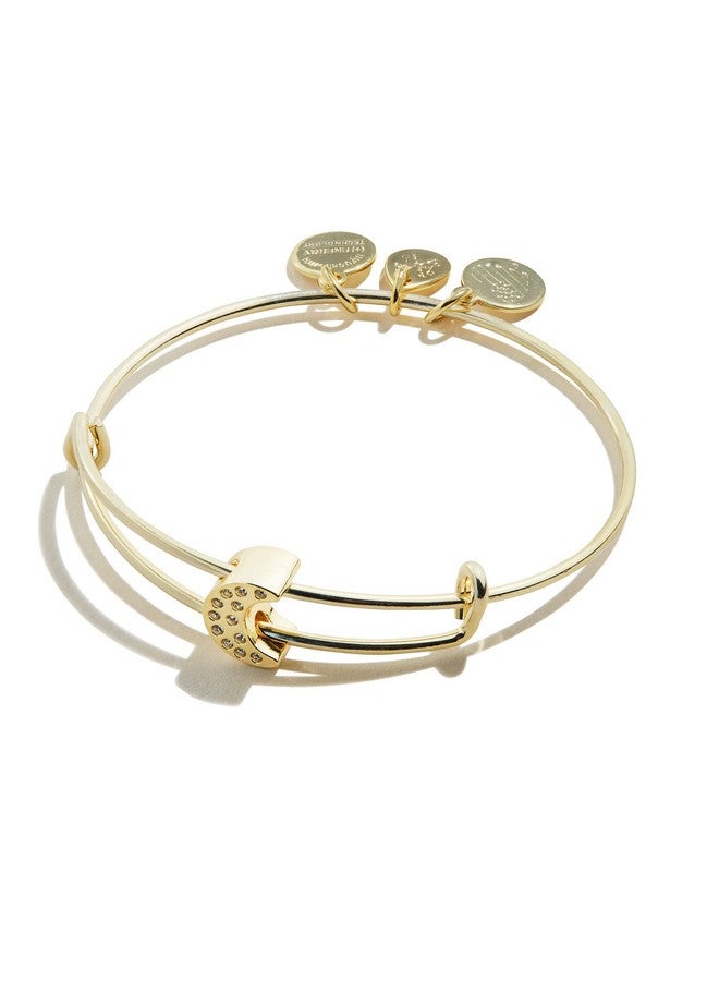 ALEX AND ANI سوار قابل للتوسع للنساء من بات أوف سيمبليز مع تعليقة هلال مزخرفة بلمسة ذهبية لامعة 2 إلى 3.5 إنش - Image 1