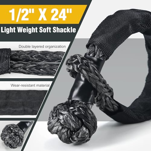 GODIAG 1"×30ft Kinetic Recovery Tow Rope (46500lbs) Heavy Duty Energy Rope with 2 Soft Shackles, 30% Elasticity Offroad Power Strap for Truck Jeep Car ATV UTV Tractor - Image 5