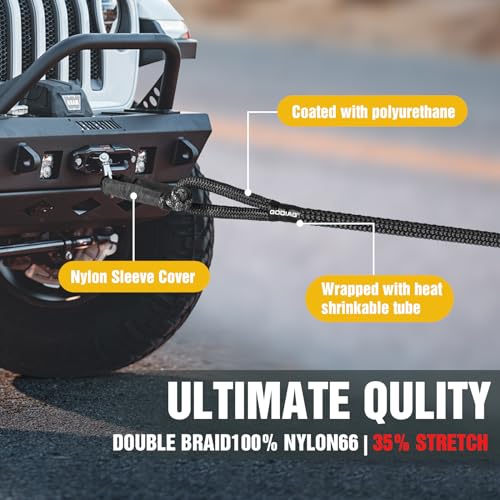 GODIAG 1"×30ft Kinetic Recovery Tow Rope (46500lbs) Heavy Duty Energy Rope with 2 Soft Shackles, 30% Elasticity Offroad Power Strap for Truck Jeep Car ATV UTV Tractor - Image 4