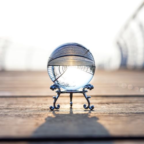 ZEERSHEE 60mm Sparkling Clear Crystal Ball with Stand 2.3in Handcrafted Photography Prop for Magical Shots Elegant Home & Party Decor for Women - Image 1